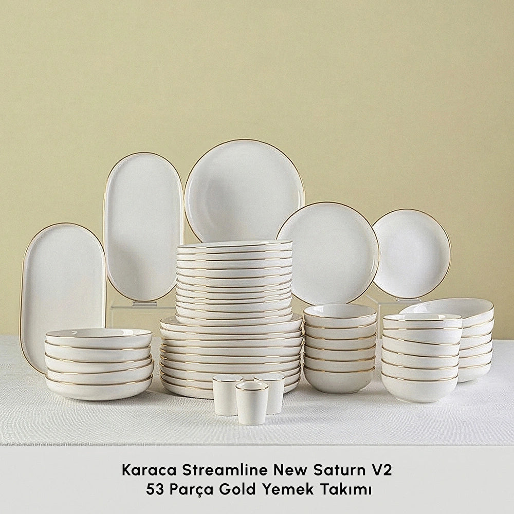 Karaca Stream Bone Saturn 53 Parça 12 Kişilik Yemek Takımı Gold