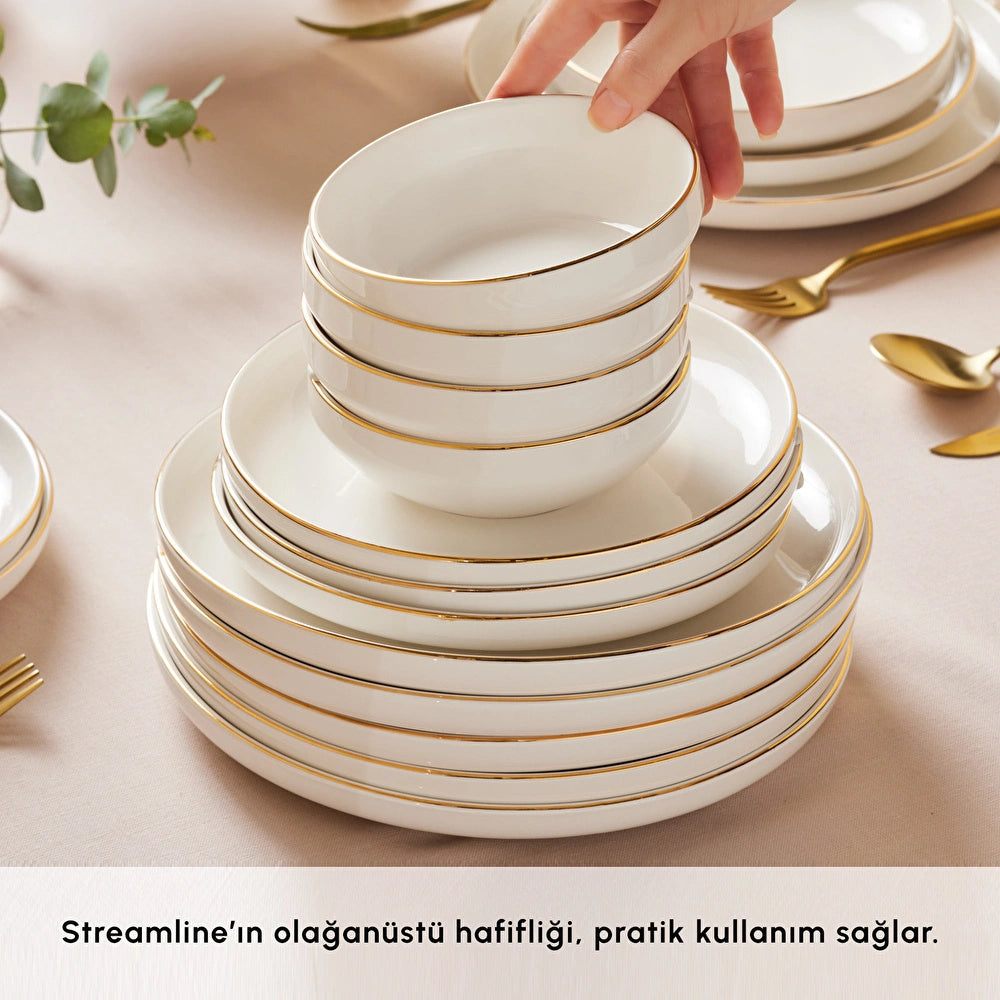 Karaca Stream Bone Saturn 53 Parça 12 Kişilik Yemek Takımı Gold