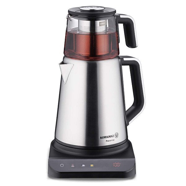 Korkmaz Prosense Elektrikli Çaydanlık Inox Cam Demlik A852-01