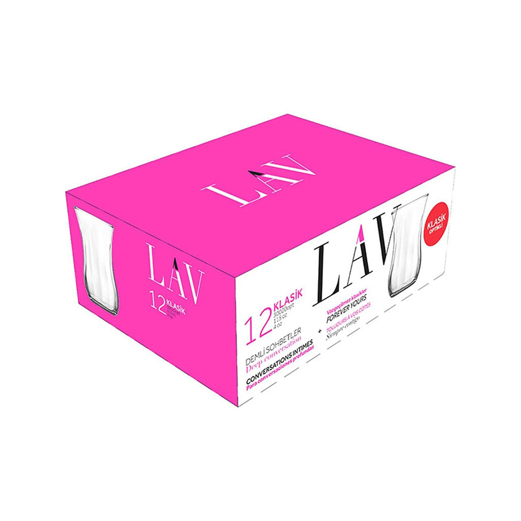 LAV 30020 Set van 12 theeglazen met optische afwerking