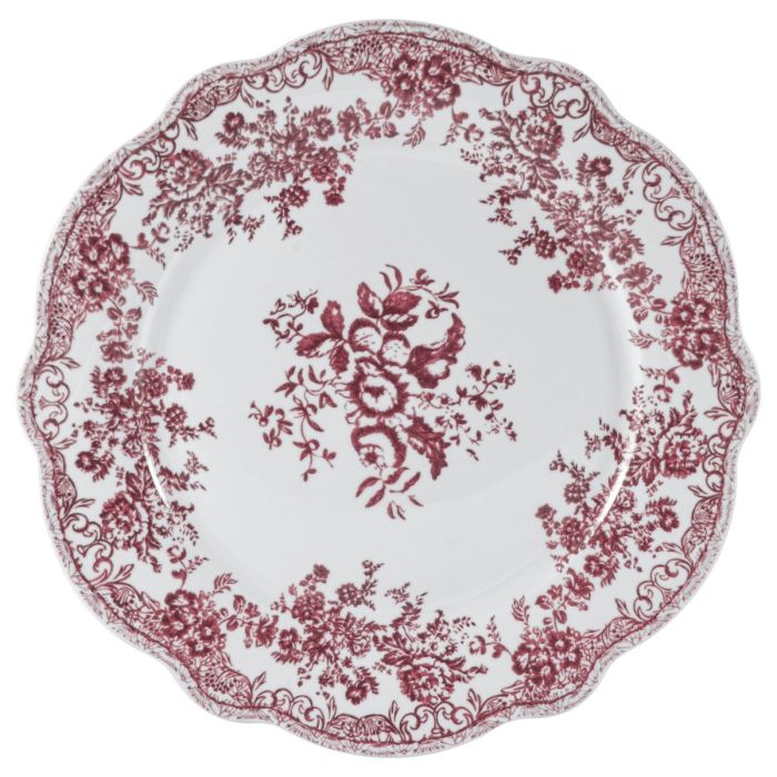 Vintage 25 parça 6 kişilik porselen yemek takımı- Pembe çiçek desenli