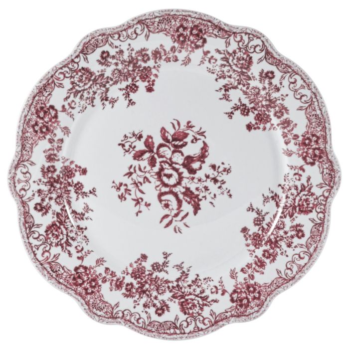 Vintage 25 parça 6 kişilik porselen yemek takımı- Pembe çiçek desenli