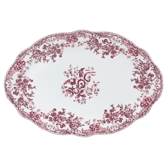 Vintage 25 parça 6 kişilik porselen yemek takımı- Pembe çiçek desenli