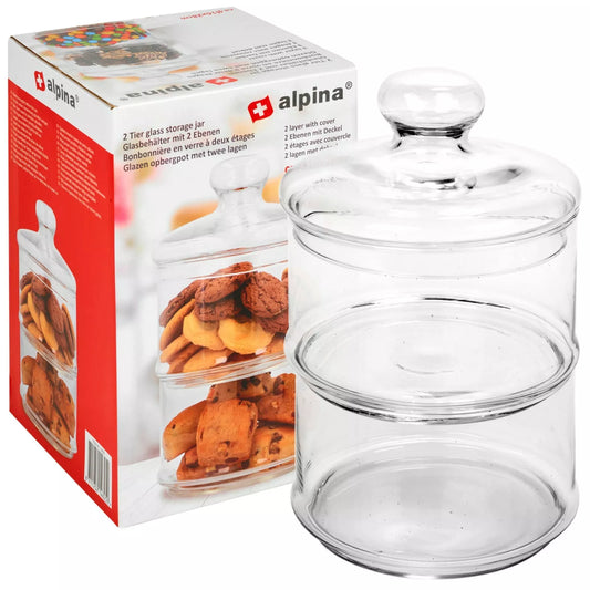 Alpina Voorraadpot/bonbonniere glas 2 laags