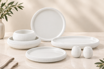 Bricard Bondy Lines 27 Parça 6 Kişilik Beyaz Yemek Takımı