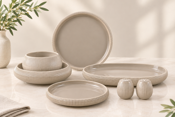 Bricard Bondy Lines 27 Parça 6 Kişilik Taupe Porselen Yemek Takımı