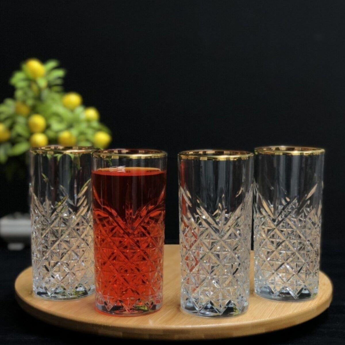 Paşabahçe Timeless 52820Go Golden Touch 4er-Set Gläser – 295 ml