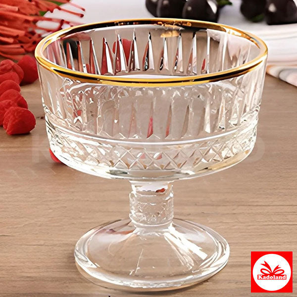 Paşabahçe 51749 Elysia Golden Touch Schale mit Fuß, 2er-Set, vergoldet