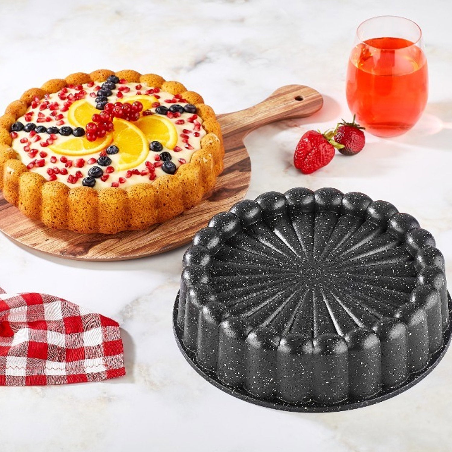 Kadoland Polo Chef Graniet CAST TART-CAKE MOULD / Donkergrijze kleur / 26 cm