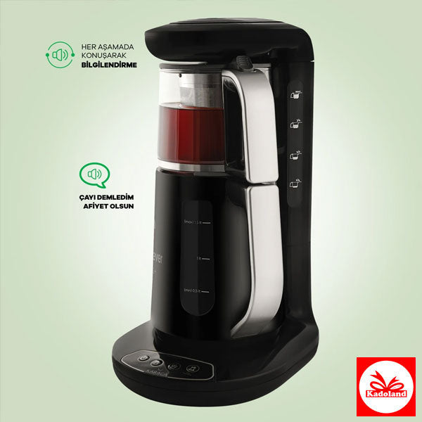 Karaca Çaysever Robotea Pro 4-in-1-Teemaschine | 2500 W | Schwarz-Chrom