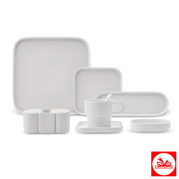 Service à petit-déjeuner/service de table en porcelaine Karaca Cubique, 35 pièces, pour 6 personnes