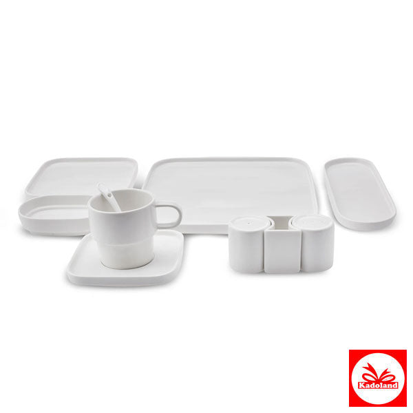 Service à petit-déjeuner/service de table en porcelaine Karaca Cubique, 35 pièces, pour 6 personnes