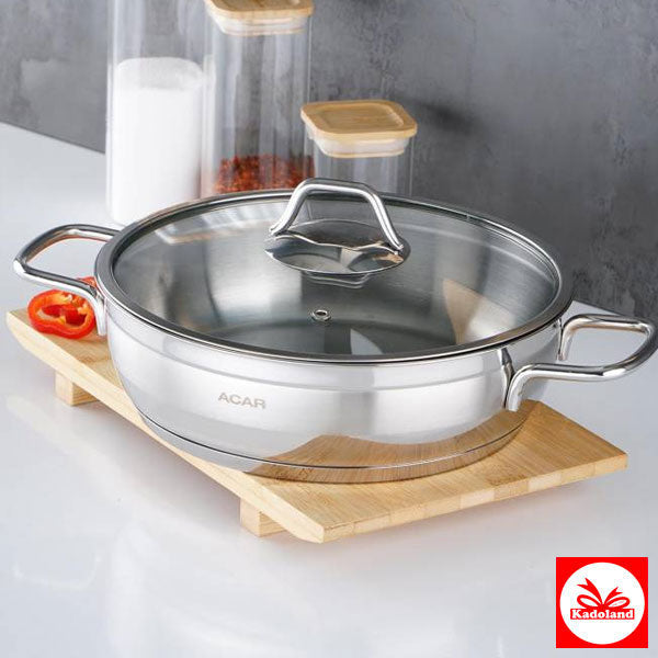 Acar Karat Çelik Basık Tencere - 24 Cm / 3 Litre